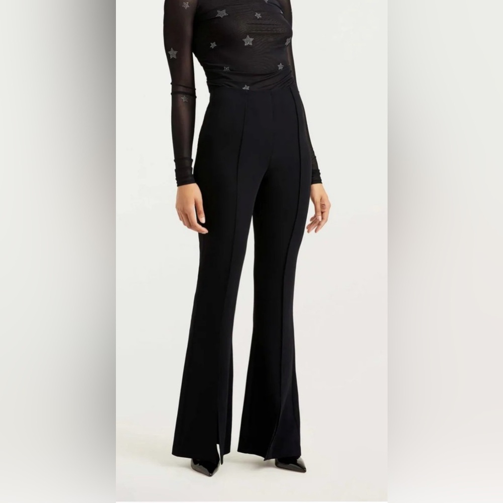 cinq a sept Black High-Rise Flare Ponte Pants